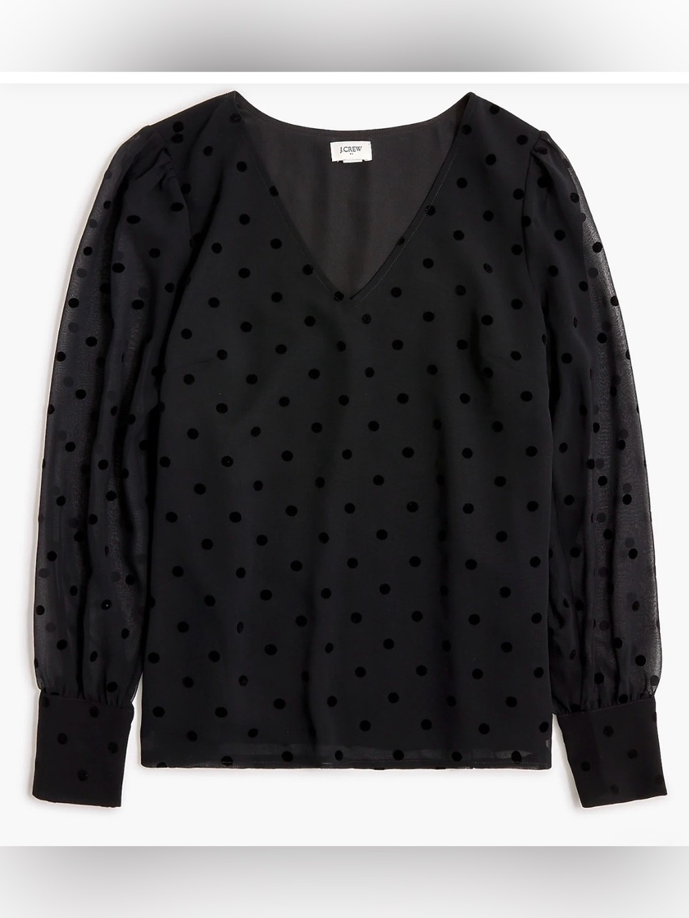 J.Crew Chiffon dotted long sleeved blouse